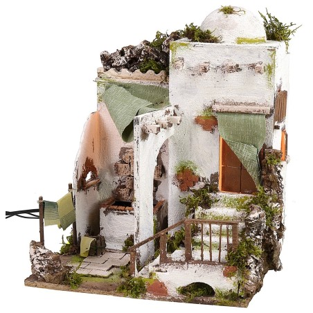 Casa árabe iluminada con fuente funcional de 30,5x30,5x37,5 cm.