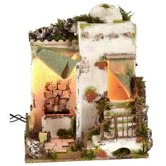 Illuminated Arab house with functioning fountain 30.5x30.5x37.5 cm