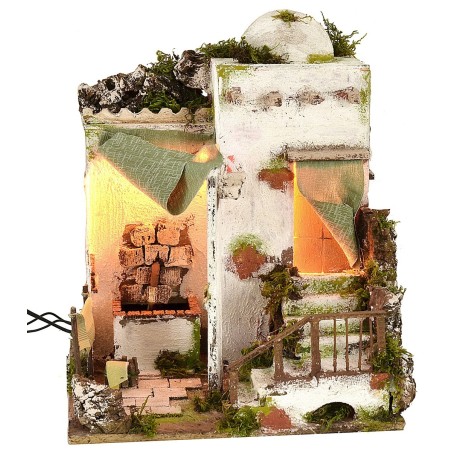 Casa árabe iluminada con fuente funcional de 30,5x30,5x37,5 cm.