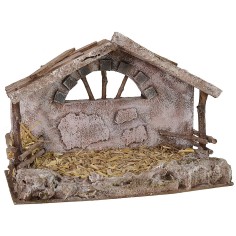 Cabaña con pesebre de 29x15x22 cm de altura, madera, son. 2