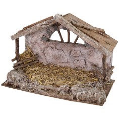 Cabaña con pesebre de 29x15x22 cm de altura, madera, son.