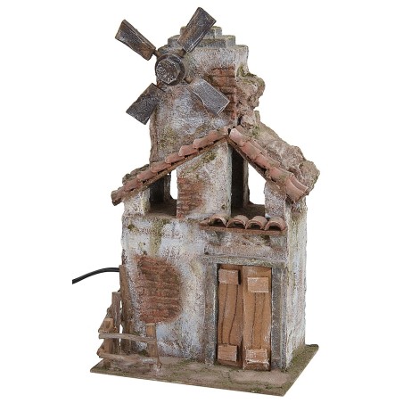 Molino de viento en funcionamiento de 19,5x14,5x36,5 cm de altura, molino.