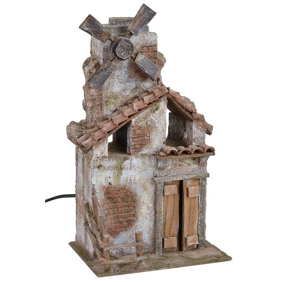 Molino de viento en funcionamiento de 19,5x14,5x36,5 cm de altura, molino.