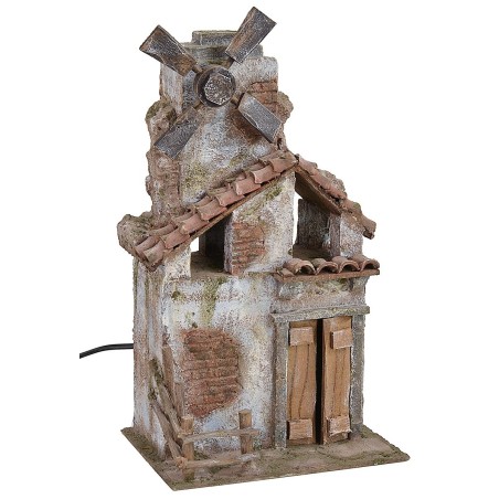 Molino de viento en funcionamiento de 19,5x14,5x36,5 cm de altura, molino.