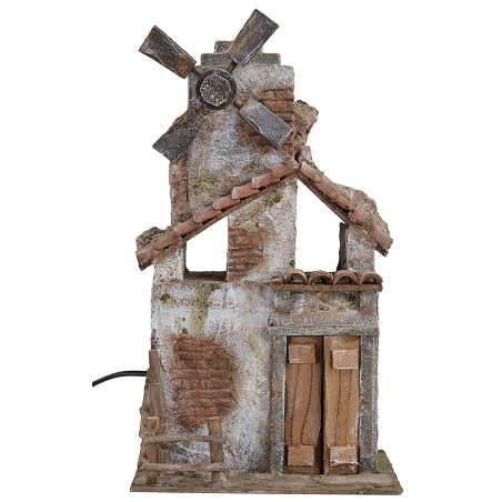 Molino de viento en funcionamiento de 19,5x14,5x36,5 cm de altura, molino.