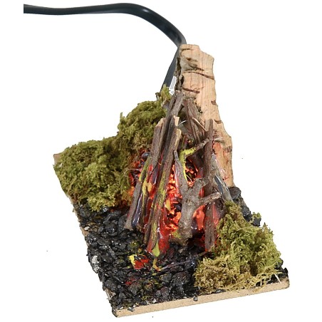 Fuoco da campo funzionante cm 10x6,5x5 h corrente, statue