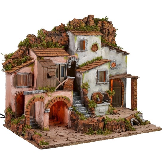 Pesebre iluminado con fuente funcional de 61,5x41x52,5 cm h
