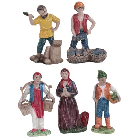 Set 5 soggetti 9 cm in resina resina, base, altezza, senza