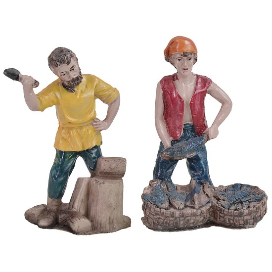 Set 5 soggetti 9 cm in resina resina, base, altezza, senza