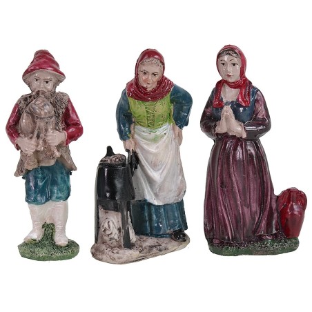 Conjunto de 3 figuras de 9 cm de resina, altura, base, serie.