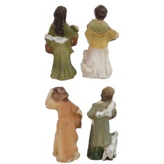 Conjunto de 4 personajes de 3,5 cm en resina, pastor, mujer. 2