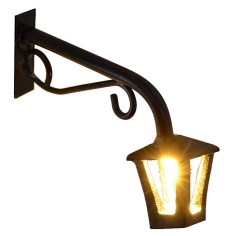 Wall-mounted lamp post 6 cm with lantern and warm LED light 3V 2