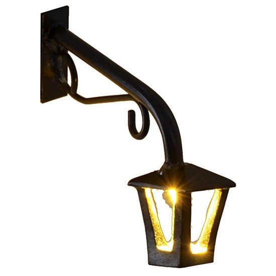 Farol de pared de 6 cm con linterna y luz cálida de LED de 3V.