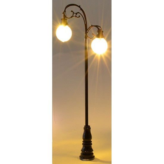 Lampione da strada 8 cm con doppia lampada a led 3V luce calda