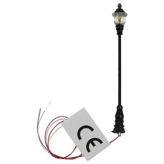 Farola de calle de 8 cm con linterna circular y luz LED cálida