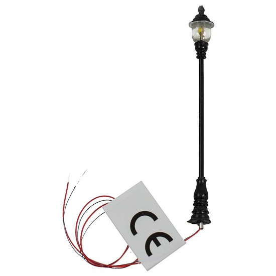 Farola de calle de 8 cm con linterna circular y luz LED cálida