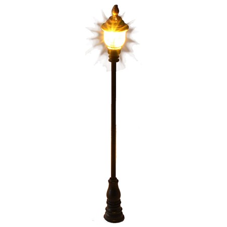 Farola de calle de 8 cm con linterna circular y luz LED cálida