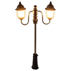 Street lamp 7 cm with double lantern and warm white 3V LED light 2