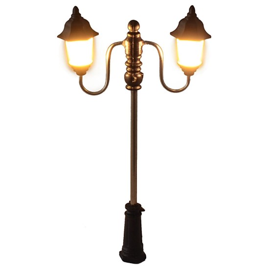 Farola de calle de 7 cm con doble linterna y luz LED de 3V