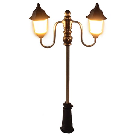 Street lamp 7 cm with double lantern and warm white 3V LED light