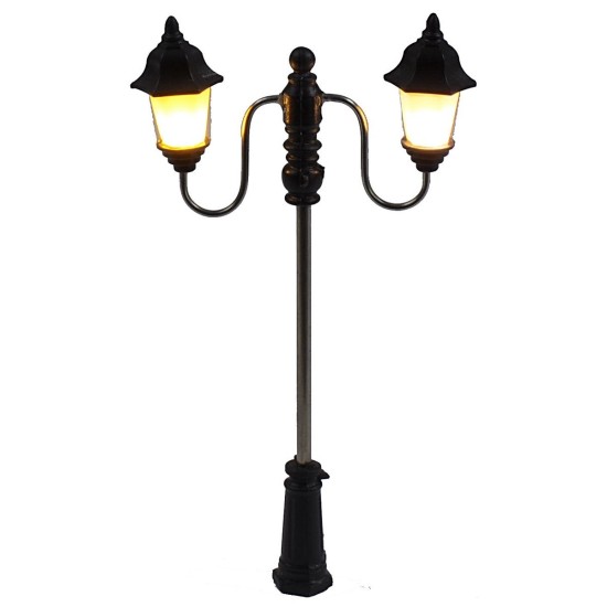 Street lamp 7 cm with double lantern and warm white 3V LED light