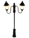 Farola de calle de 7 cm con doble farol y luz LED de 3V.