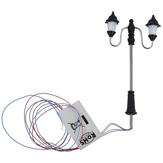 Street lamp 7 cm with double lantern and warm white 3V LED light