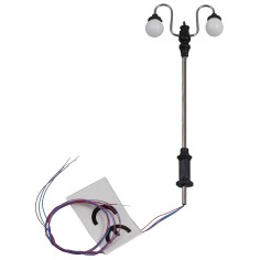 Street lamp 7 cm with two round 3V warm light LED lamps