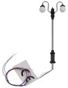 Farola de calle de 7 cm con dos lámparas redondas de LED 3V luz