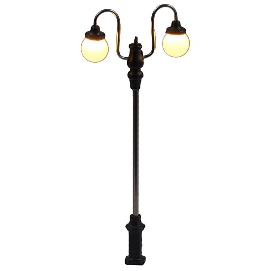Farola de calle de 7 cm con dos lámparas redondas de LED 3V luz