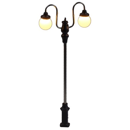 Street lamp 7 cm with two round 3V warm light LED lamps