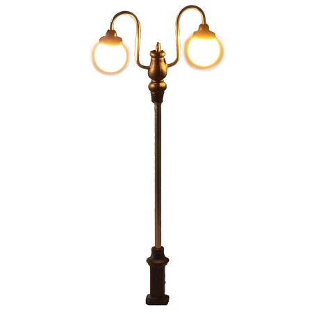 Street lamp 7 cm with two round 3V warm light LED lamps
