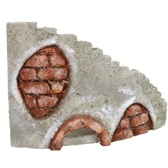 Facciata di antico castello con scalinata curva a dx cm