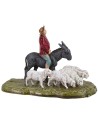 Hombre en burro con rebaño de ovejas serie 6 cm Landi Moranduzzo