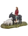 Hombre en burro con rebaño de ovejas serie 6 cm Landi Moranduzzo