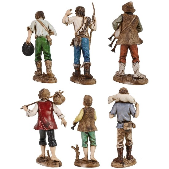 Conjunto de 6 pastores de 12 cm Landi Moranduzzo base, estatuas, pastor.