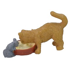 Gatto che mangia con topo -animali per presepe Mondo Presepi 2