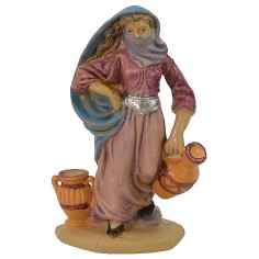 Mujer oriental con jarras 10 cm lujo en PVC Mundo Pesebre