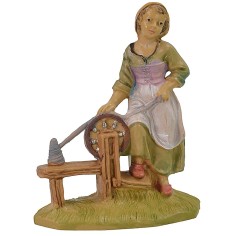 Mujer que hila 10 cm lux en PVC Mondo Presepi