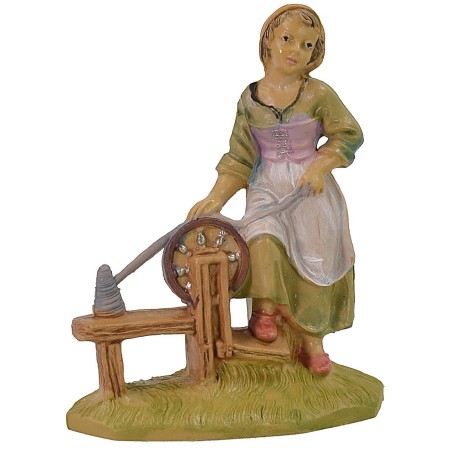 Donna che fila 10 cm lux in pvc Mondo Presepi