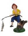 Pescatore con pesce 10 cm color in pvc Mondo Presepi