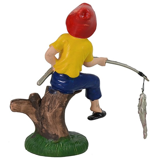 Pescatore con pesce 10 cm color in pvc Mondo Presepi