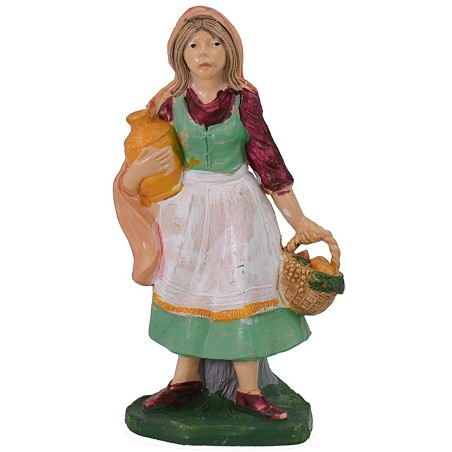 Donna con cesto e anfora 10 cm color in pvc Mondo Presepi