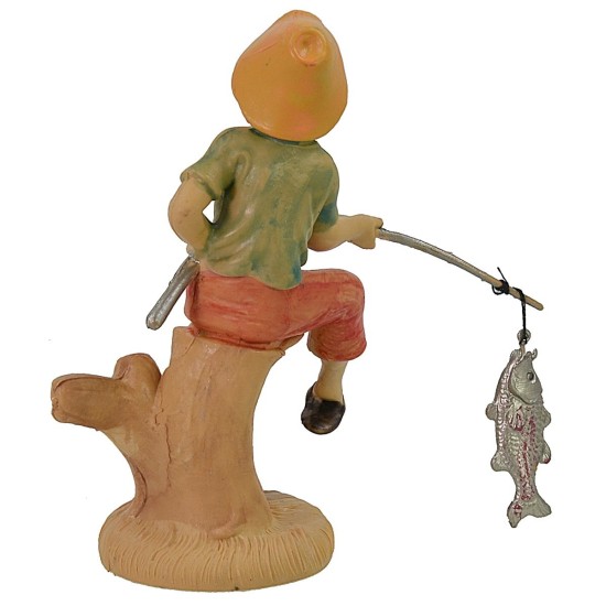 Pescatore con pesce 10 cm lux in pvc Mondo Presepi
