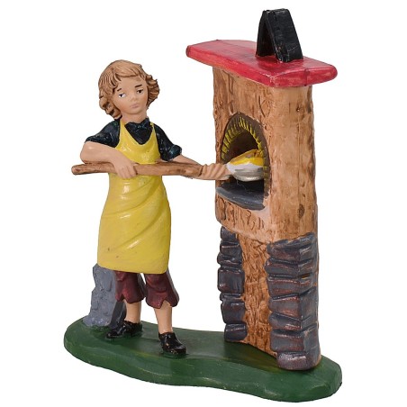 Fornaio con forno 10 cm color in pvc Mondo Presepi