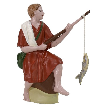 Pescatore orientale con canna 10 cm in pvc