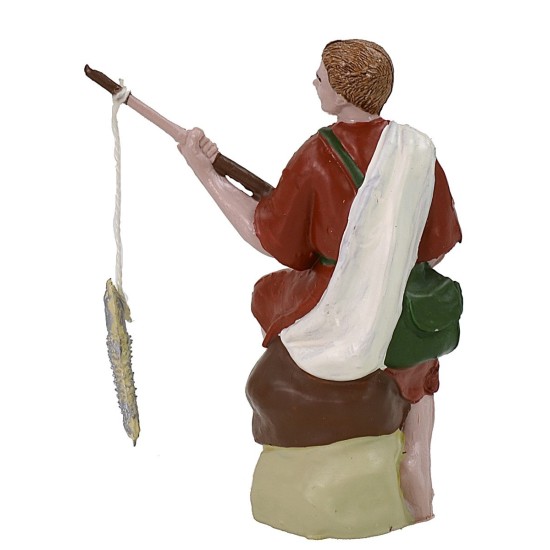 Pescador oriental con caña 10 cm en pvc Mondo Presepi