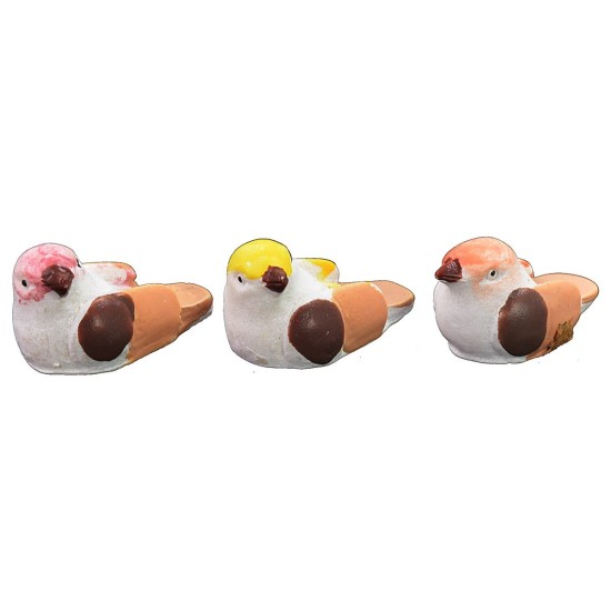 Set 3 uccellini cm 2,2 in colori assortiti -UC20 Mondo Presepi