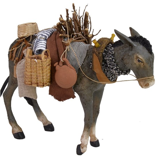 Pigini donkey with load in movement for statues 30 cm