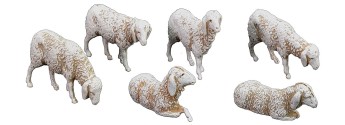 Set of 6 Landi sheep for statues cm 8